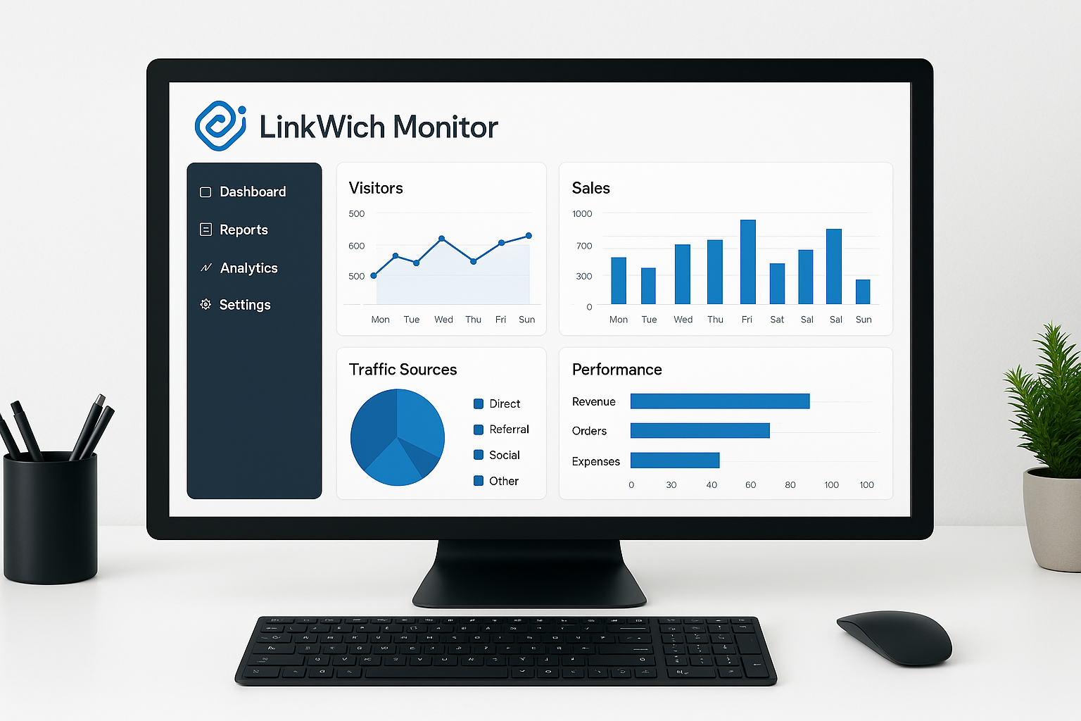 Modern office with a team working